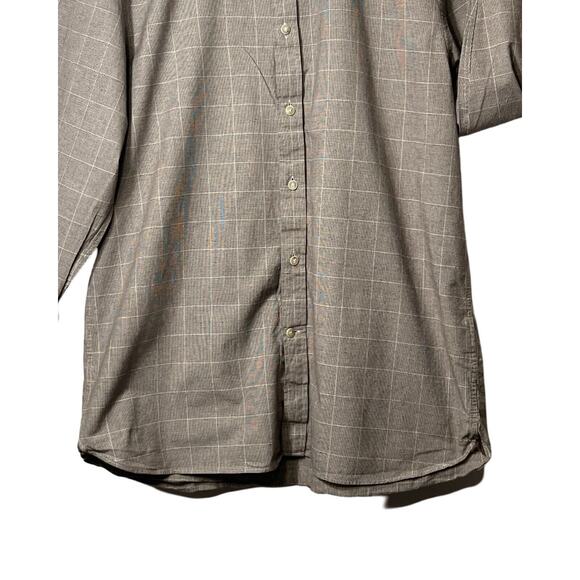 Joseph Abboud Mens Long Sleeve Oxford Shirt Size XL Brown White Elbow Patch - Picture 4 of 9